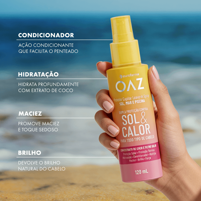 Protetor Capilar Spray Sol&Calor Leave-In OAZ 120ml - OAZ