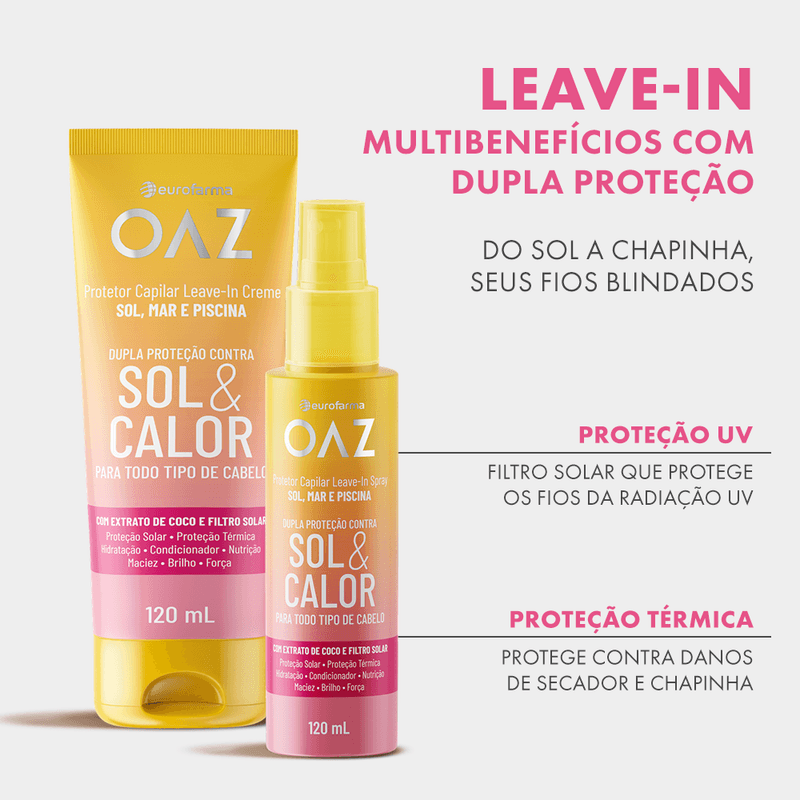 Protetor Capilar Spray Sol&Calor Leave-In OAZ 120ml - OAZ